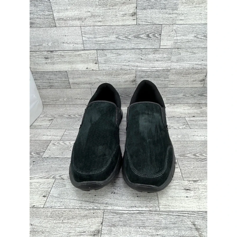 Skechers Mens Slip On Shoes Black Memory Foam Leather Upper Dual Lite‎ Size 9.5